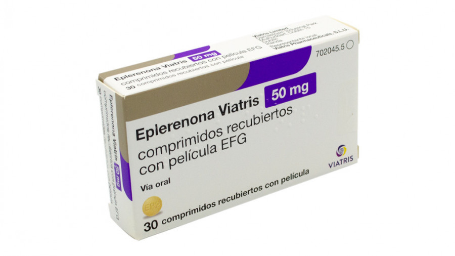 EPLERENONA VIATRIS 50 MG COMPRIMIDOS RECUBIERTOS CON PELICULA EFG, 30 comprimidos fotografía del envase.