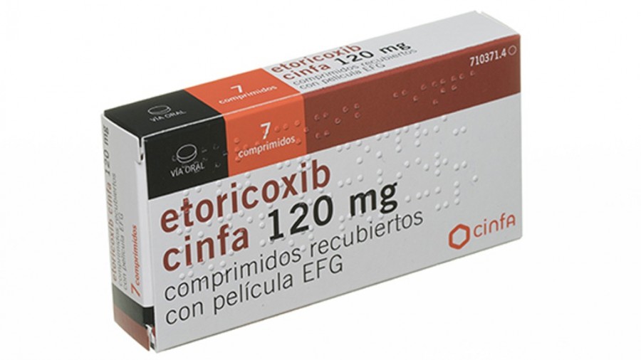 ETORICOXIB CINFA 120 MG COMPRIMIDOS RECUBIERTOS CON PELICULA EFG , 7 comprimidos fotografía del envase.
