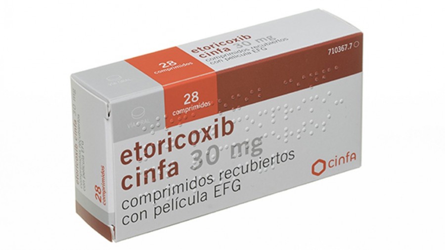 ETORICOXIB CINFA 30 MG COMPRIMIDOS RECUBIERTOS CON PELICULA EFG , 28 comprimidos fotografía del envase.