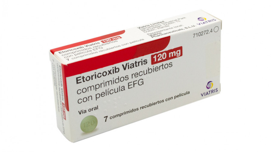 ETORICOXIB VIATRIS 120 MG COMPRIMIDOS RECUBIERTOS CON PELICULA EFG, 7 comprimidos (monodosis) fotografía del envase.