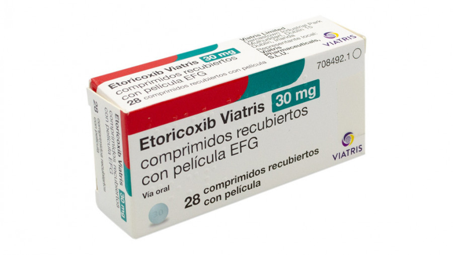 ETORICOXIB VIATRIS 30 MG COMPRIMIDOS RECUBIERTOS CON PELICULA EFG, 28 comprimidos (monododis) (Blister PVDC/PVC/Aluminio) fotografía del envase.