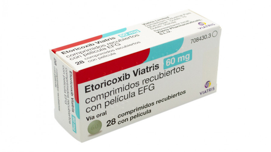 ETORICOXIB VIATRIS 60 MG COMPRIMIDOS RECUBIERTOS CON PELICULA EFG, 28 comprimidos (monodosis) (Blister PVDC/PVC/Aluminio) fotografía del envase.