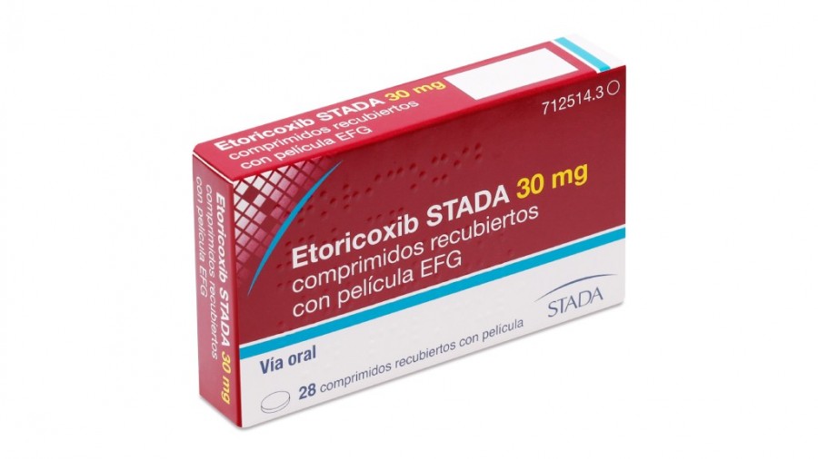 ETORICOXIB STADA 30 MG COMPRIMIDOS RECUBIERTOS CON PELICULA EFG, 28 comprimidos fotografía del envase.