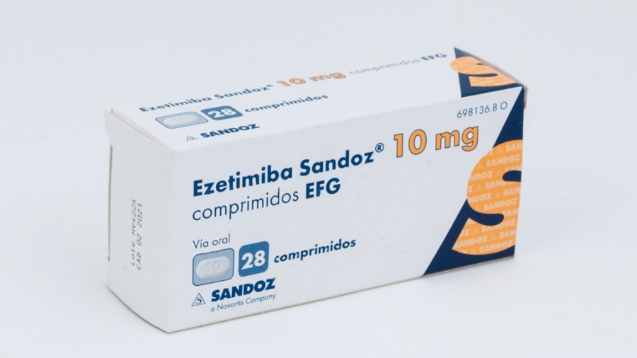 EZETIMIBA SANDOZ 10 MG COMPRIMIDOS EFG , 28 comprimidos fotografía del envase.