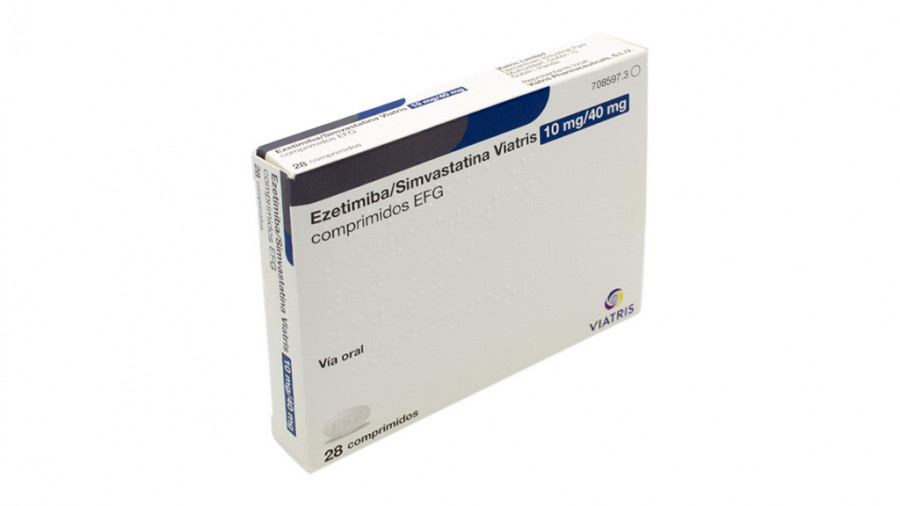 EZETIMIBA/SIMVASTATINA VIATRIS 10 MG/40 MG COMPRIMIDOS EFG, 28 comprimidos fotografía del envase.