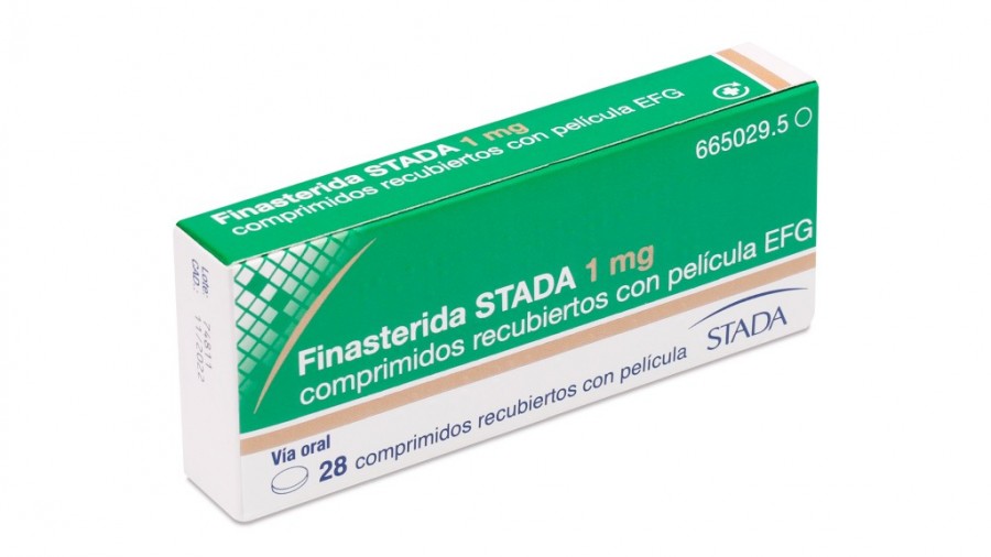 FINASTERIDA STADA 1 mg COMPRIMIDOS RECUBIERTOS CON PELICULA EFG, 98 comprimidos fotografía del envase.