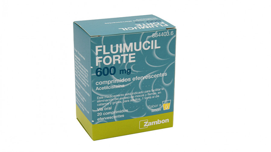 FLUIMUCIL FORTE 600 mg COMPRIMIDOS EFERVESCENTES , 20 comprimidos fotografía del envase.