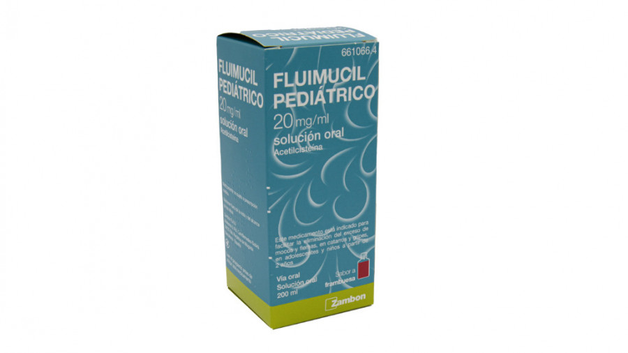 FLUIMUCIL PEDIATRICO 20 mg/ml SOLUCION ORAL , 1 frasco de 200 ml fotografía del envase.