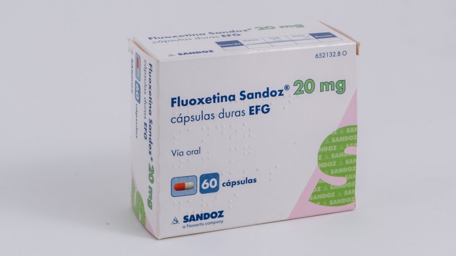 FLUOXETINA SANDOZ 20 mg CAPSULAS DURAS EFG , 28 cápsulas fotografía del envase.