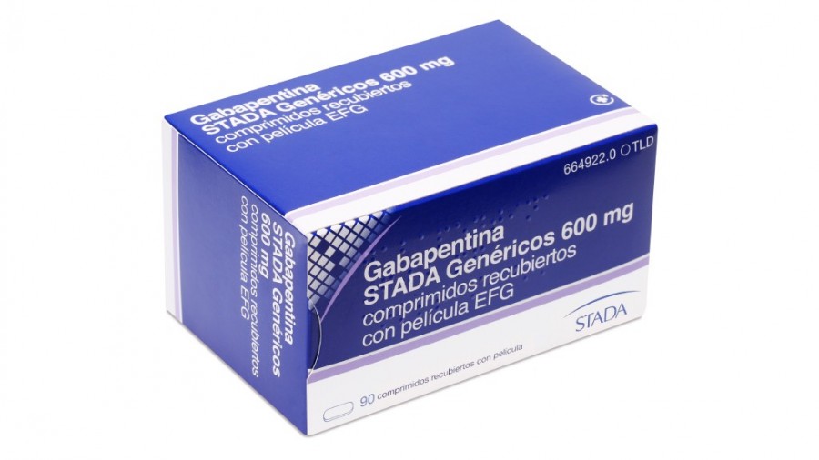 GABAPENTINA STADA 600 mg COMPRIMIDOS RECUBIERTOS CON PELICULA EFG , 90 comprimidos fotografía del envase.