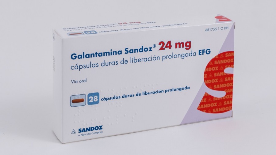 GALANTAMINA SANDOZ 24 mg CAPSULAS DURAS DE LIBERACION PROLONGADA EFG , 28 cápsulas fotografía del envase.