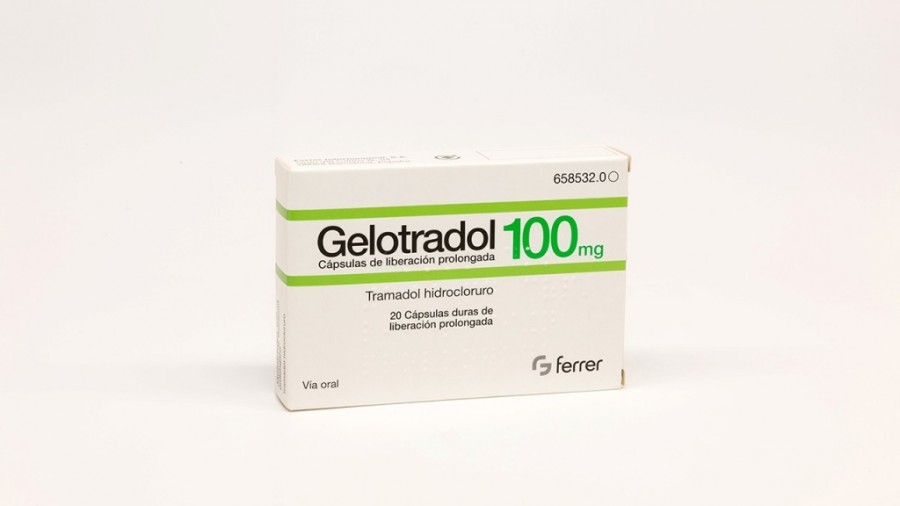 GELOTRADOL 100 mg CAPSULAS DURAS DE LIBERACION PROLONGADA, 60 cápsulas fotografía del envase.