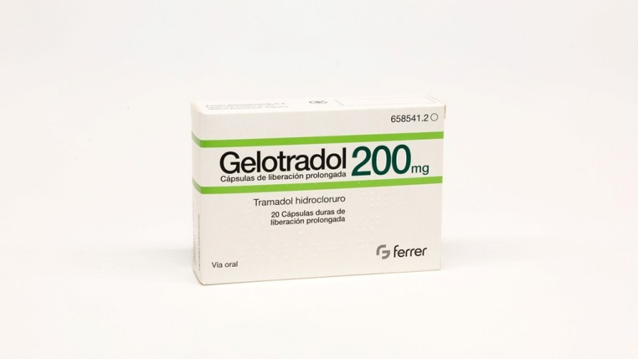 GELOTRADOL 200 mg CAPSULAS DURAS DE LIBERACION PROLONGADA, 60 cápsulas fotografía del envase.