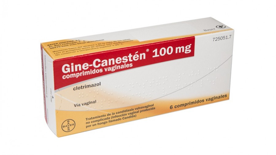 GINE-CANESTEN 100 mg COMPRIMIDOS VAGINALES , 6 comprimidos fotografía del envase.