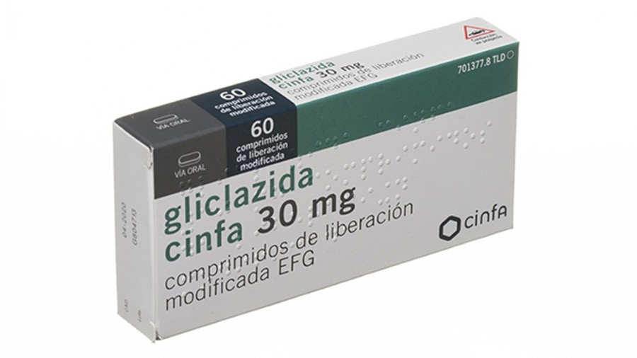 GLICLAZIDA CINFA 30 MG COMPRIMIDOS DE LIBERACION MODIFICADA EFG , 60 comprimidos ( Blister PVC-Aluminio) fotografía del envase.