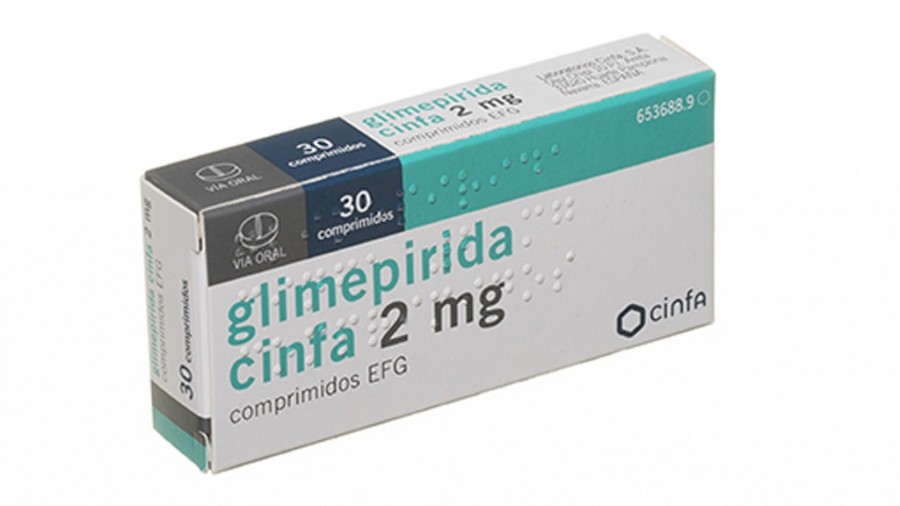 GLIMEPIRIDA CINFA 2 mg COMPRIMIDOS EFG, 120 comprimidos fotografía del envase.