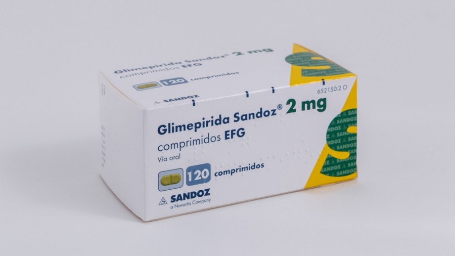 GLIMEPIRIDA SANDOZ 2 mg COMPRIMIDOS EFG , 30 comprimidos fotografía del envase.