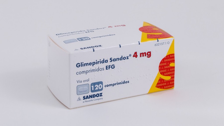 GLIMEPIRIDA SANDOZ 4 mg COMPRIMIDOS EFG, 30 comprimidos fotografía del envase.