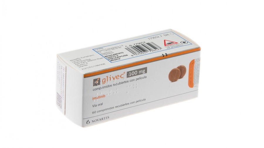 GLIVEC 100 mg COMPRIMIDOS RECUBIERTOS CON PELICULA, 60 comprimidos (PVDC/Al) fotografía del envase.