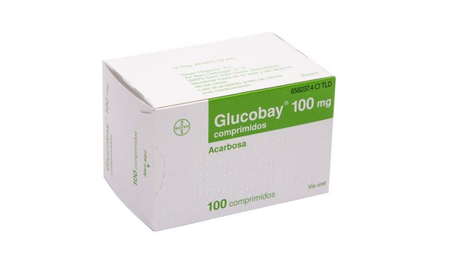 GLUCOBAY 100 mg COMPRIMIDOS, 100 comprimidos fotografía del envase.