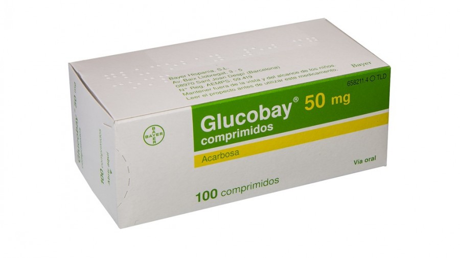 GLUCOBAY 50 mg COMPRIMIDOS, 100 comprimidos fotografía del envase.