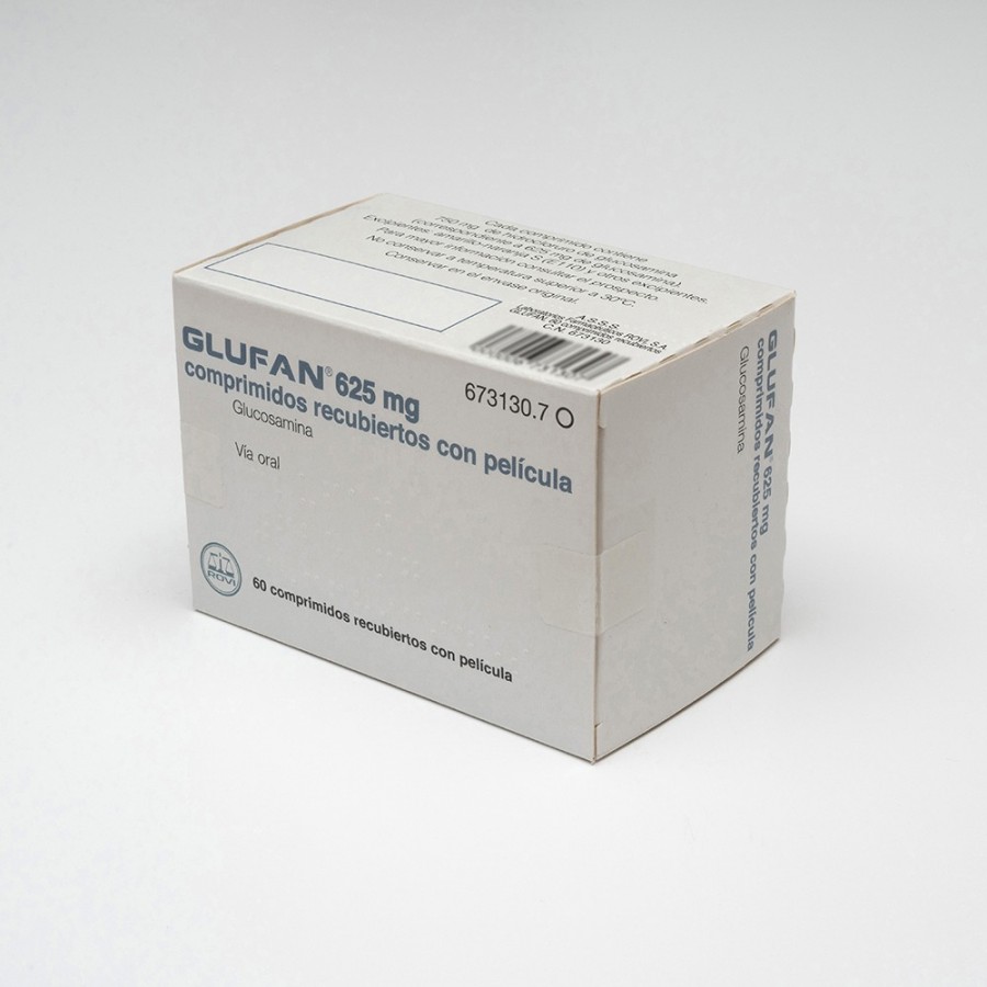 GLUFAN 625 mg COMPRIMIDOS RECUBIERTOS CON PELICULA , 60 comprimidos fotografía del envase.