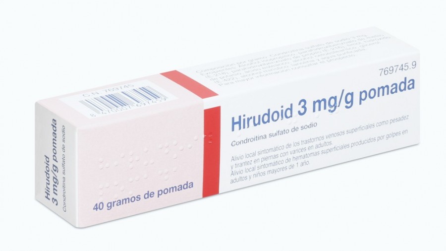 HIRUDOID 3 mg/g POMADA , 1 tubo de 40 g fotografía del envase.