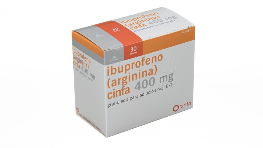 IBUPROFENO (ARGININA) CINFA 400 mg GRANULADO PARA SOLUCION ORAL EFG , 30  sobres. Precio: €.