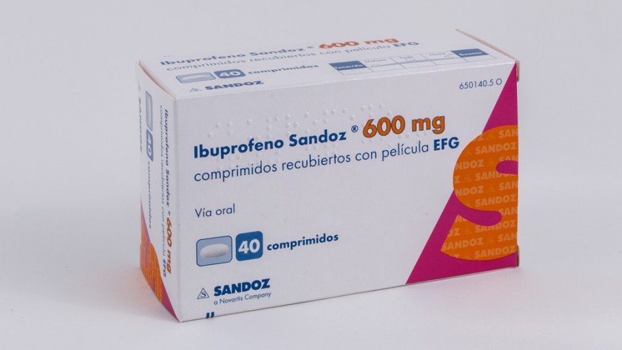 IBUPROFENO SANDOZ 600 mg COMPRIMIDOS RECUBIERTOS CON PELICULA EFG , 40 comprimidos fotografía del envase.