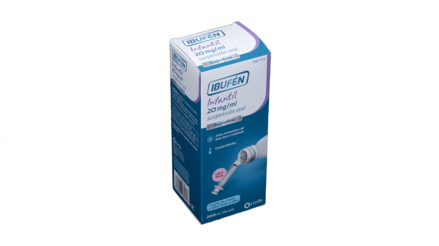 IBUFEN INFANTIL 20 MG/ML SUSPENSION ORAL, 100 ml fotografía del envase.