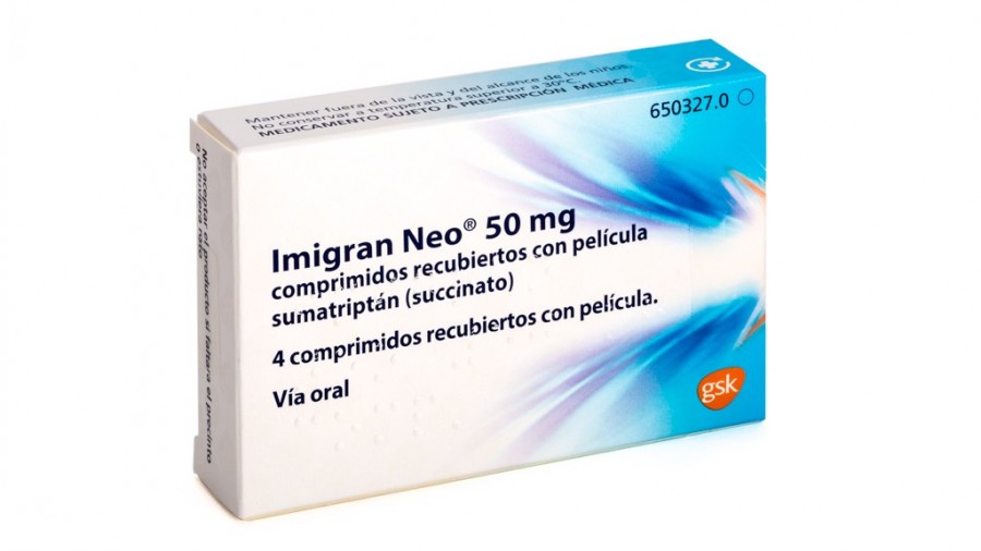 IMIGRAN NEO 50 mg COMPRIMIDOS RECUBIERTOS CON PELICULA, 4 comprimidos fotografía del envase.