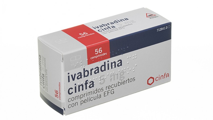 IVABRADINA CINFA 5 MG COMPRIMIDOS RECUBIERTOS CON PELICULA EFG, 56 comprimidos (Blister Al/Al) fotografía del envase.