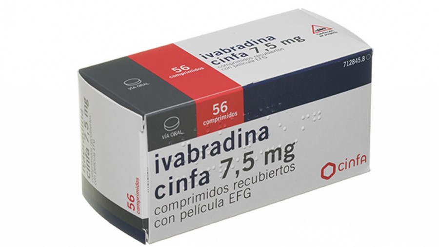 IVABRADINA CINFA 7,5 MG COMPRIMIDOS RECUBIERTOS CON PELICULA EFG, 56 comprimidos (Blister Al/Al) fotografía del envase.