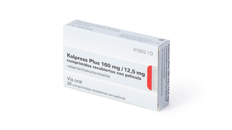KALPRESS PLUS 160 mg / 12,5 mg COMPRIMIDOS RECUBIERTOS CON PELICULA, 28 comprimidos (AL/PVC/PVDC) fotografía del envase.
