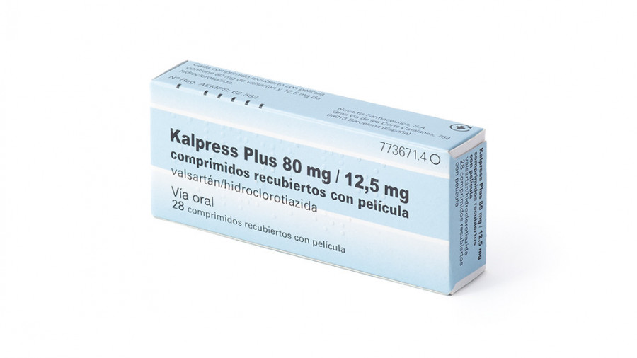 KALPRESS PLUS  80 mg / 12,5 mg, COMPRIMIDOS RECUBIERTOS CON PELICULA, 28 comprimidos (AL/PVC/PVDC) fotografía del envase.
