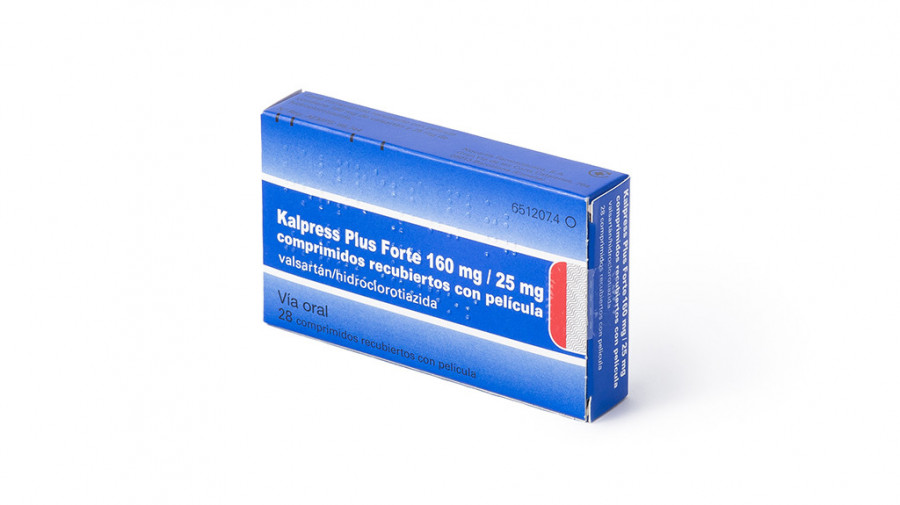 KALPRESS PLUS FORTE 160 mg / 25 mg COMPRIMIDOS RECUBIERTOS CON PELICULA, 28 comprimidos (AL/PVC/PVDC) fotografía del envase.