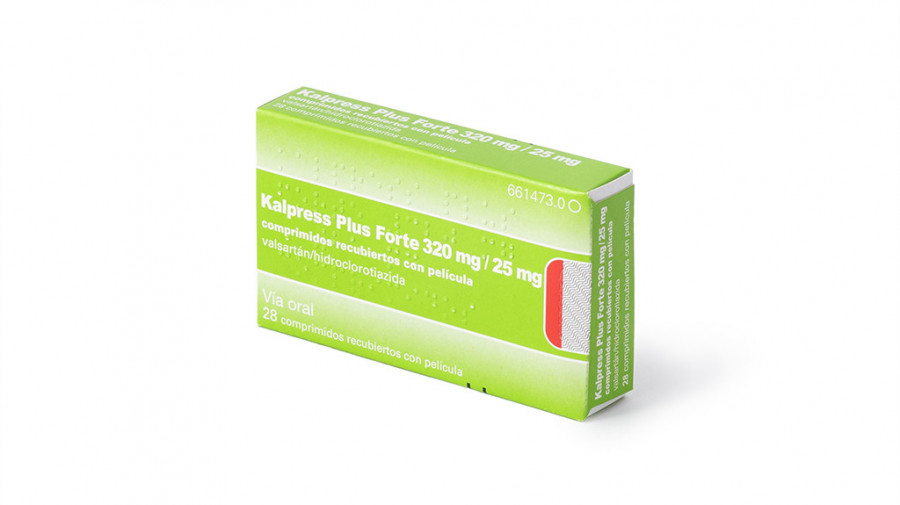KALPRESS PLUS FORTE 320 mg/25 mg COMPRIMIDOS RECUBIERTOS CON PELICULA , 28 comprimidos fotografía del envase.