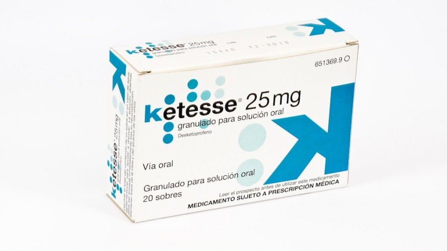 KETESSE 25 mg GRANULADO PARA SOLUCION ORAL, 20 sobres fotografía del envase.