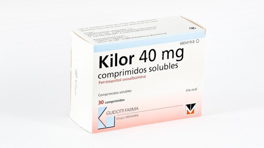 KILOR 40 mg COMPRIMIDOS SOLUBLES, 30 comprimidos fotografía del envase.