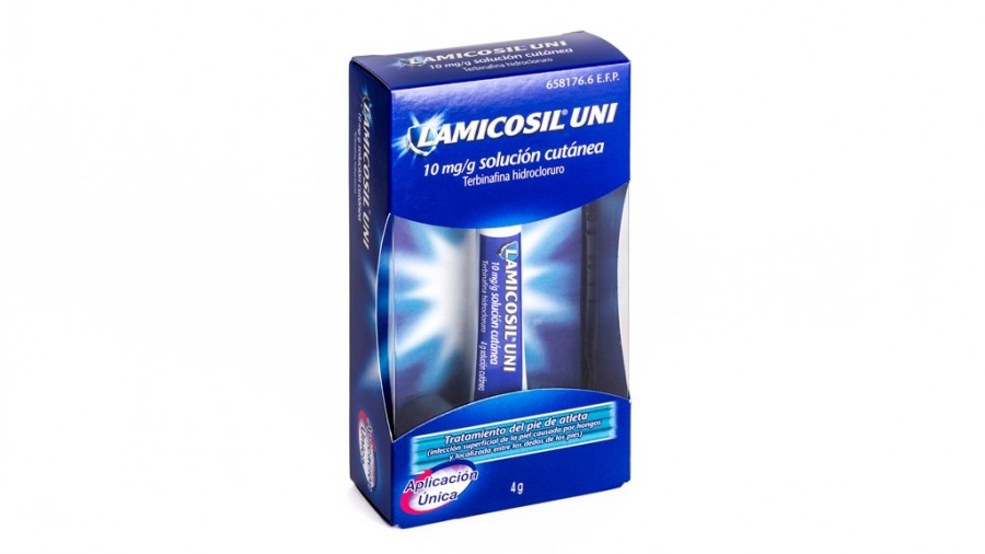 LAMICOSIL UNI 10 mg/g SOLUCION CUTANEA , 1 tubo de 4 g fotografía del envase.