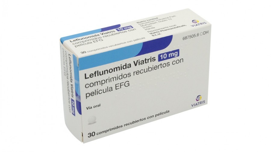 LEFLUNOMIDA VIATRIS 10 mg COMPRIMIDOS RECUBIERTOS CON PELICULA EFG, 30 comprimidos fotografía del envase.