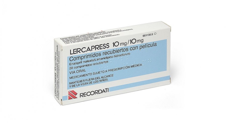 LERCAPRESS 10 mg/10 mg COMPRIMIDOS RECUBIERTOS CON PELICULA , 28 comprimidos fotografía del envase.