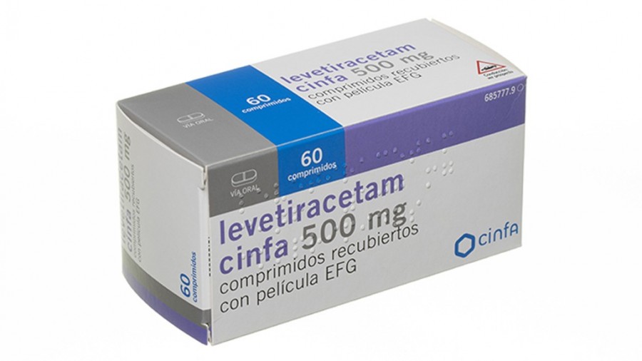LEVETIRACETAM CINFA 500 mg COMPRIMIDOS RECUBIERTOS CON PELICULA EFG, 60 comprimidos fotografía del envase.