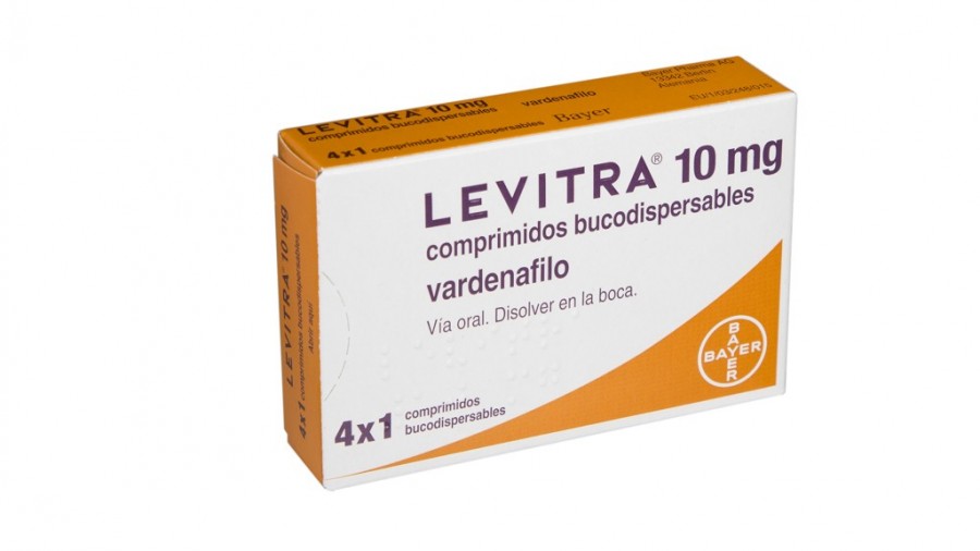 LEVITRA 10 mg COMPRIMIDOS BUCODISPERSABLES, 4 comprimidos fotografía del envase.