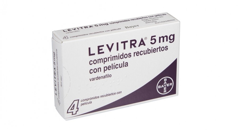 LEVITRA 5 mg COMPRIMIDOS RECUBIERTOS CON PELICULA, 4 comprimidos fotografía del envase.