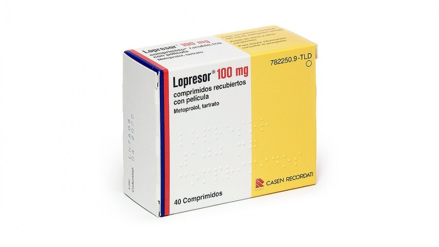 LOPRESOR 100 mg COMPRIMIDOS RECUBIERTOS CON PELICULA , 40 comprimidos fotografía del envase.