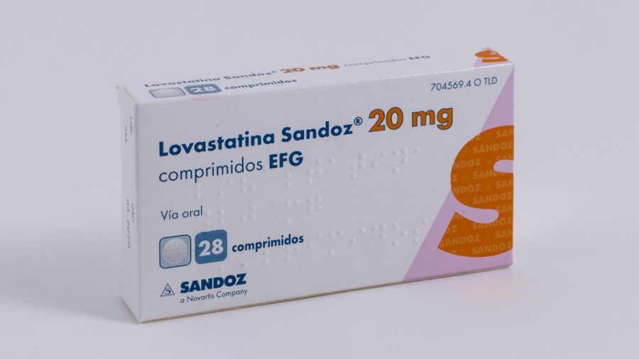 LOVASTATINA SANDOZ 20 mg COMPRIMIDOS EFG , 28 comprimidos fotografía del envase.