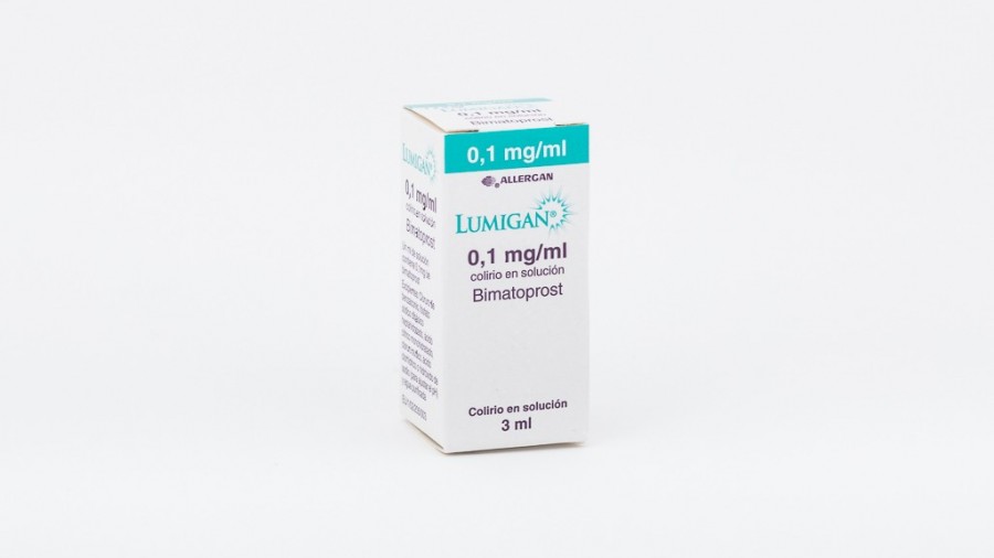 LUMIGAN 0,1 mg/ml COLIRIO EN SOLUCION, 1 frasco de 3 ml fotografía del envase.