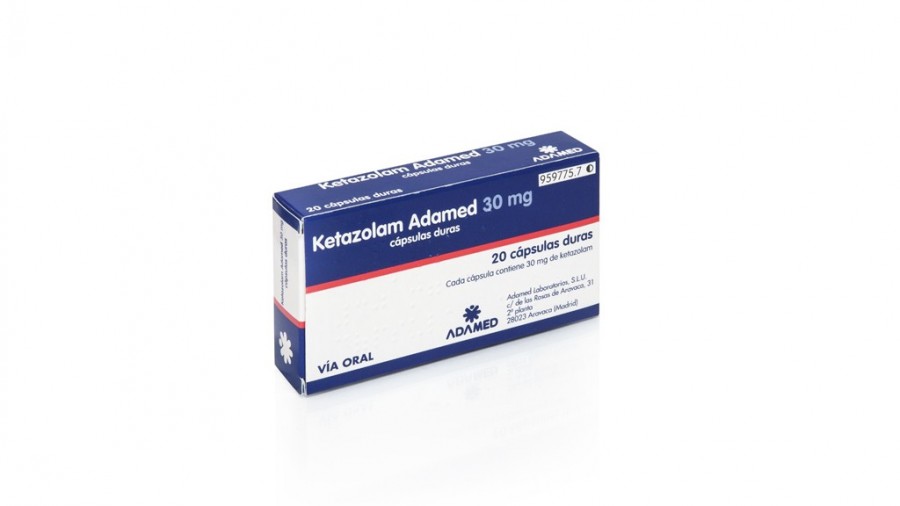 KETAZOLAM ADAMED 30 mg CAPSULAS DURAS , 20 cápsulas fotografía del envase.