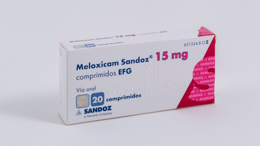 MELOXICAM SANDOZ 15 mg COMPRIMIDOS EFG , 20 comprimidos fotografía del envase.